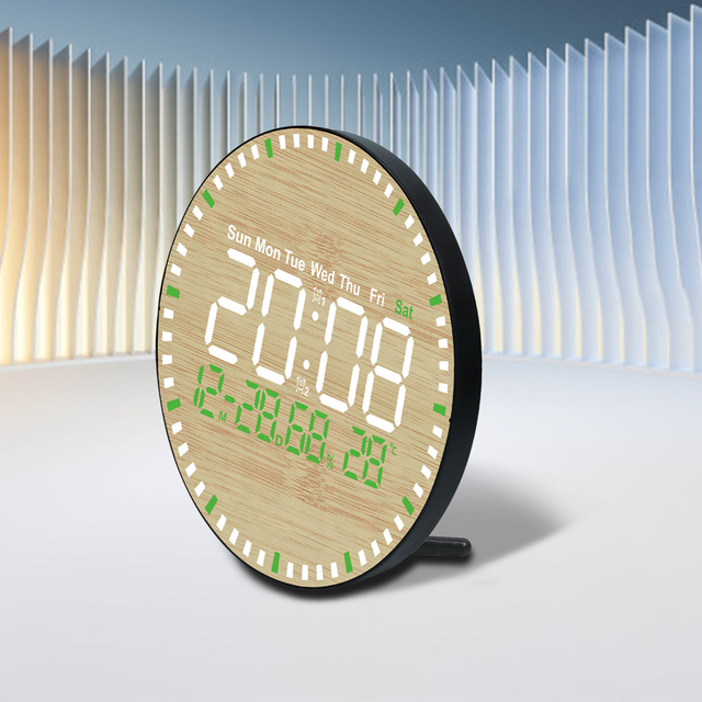 Wholesale 5823L Color Round LED Display Temperature Wall Clock with Calendar Week Temperature and Humidity