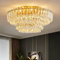 DUOMEIJU Plafonnier moderne minimaliste de luxe en cristal doré 220V, hauteur réglable, LED 3000K lumière chaude, garantie 2 ans, pour la maison