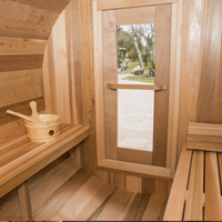 Baril à vapeur rustique salle de sauna fabricant de sauna bois de pruche moderne solide extérieur bûche de cèdre maison vapeur sèche 4 personnes Villa rouge