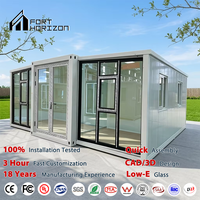 Maison modulaire de luxe en conteneur de 40 pieds, extensible, en panneaux sandwich en acier léger, installation rapide, bureau mobile solaire