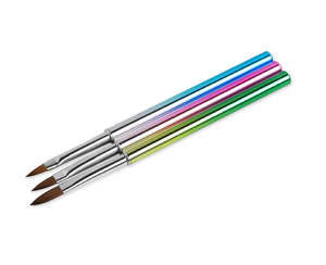 Kit de 3 pinceaux à ongles en poils synthétiques avec manche dégradé personnalisé pour liner, peinture, dessin, manucure et nail art en salon - Product Image 1