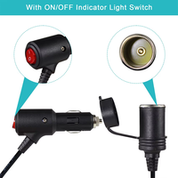 Cable de Extensión con Interruptor de Encendido/Apagado y Monitoreo de Voltaje, Clasificación de 10A, Conector Macho y Hembra para Encendedor de Cigarrillos de Automóvil, para Uso Industrial