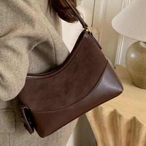 Bolso Bandolera de Cuero Vacuno de Alta Gama Personalizado, Estilo Gamuza Mate Suave, Nuevo Bolso de Hombro Retro Minimalista para Mujer - Product Image 1