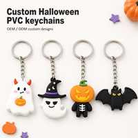 Porte-clés personnalisé en PVC pour Halloween, imprimé UV, motif, forme et couleur personnalisés, emballage OEM ODM pour l'approvisionnement en gros B2B