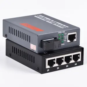 سعر المصنع عرض 10M/100M/1000M إيثرنت ألياف مزدوجة محول وسائط مع 1 منفذ SC 4 rj45 lan ميناء الألياف محول وسائط