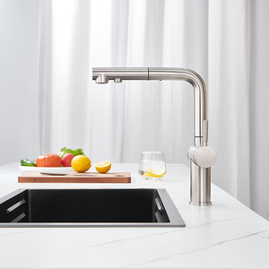 Grifo de cocina moderno de acero inoxidable 304 negro mate con una sola manija y caño extraíble - Product Image 2