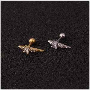 Bijou de piercing d'oreille en acier inoxydable 316L avec zircon couronne, type cartilage, à vis, pour dropshipping Shopify - Product Image 6