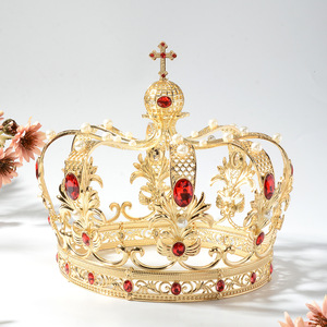 Grande <span class=keywords><strong>Couronne</strong></span> Nuptiale Baroque Plaqué <span class=keywords><strong>Or</strong></span>, Style Cour Royale Rétro <span class=keywords><strong>en</strong></span> Alliage, pour Mariage, Fiançailles, Bal <span class=keywords><strong>de</strong></span> Promo, Couronnement, Décoration et Anniversaire - Product Image 5