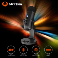 Microphone de jeu professionnel USB Meetion MC20 filaire pour PC, Youtubeur, conférence, support noir 5V 12 mois