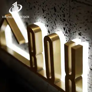 Großhandel Design Hintergrund beleuchtung Alphabet Buchstabe Gold Beschilderung Business Signs Outdoor Store Zeichen 3D LED-Zeichen