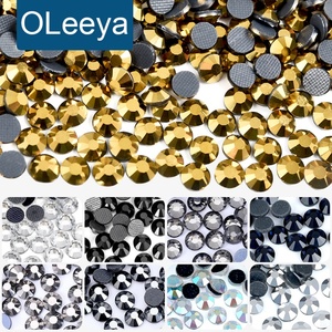 OLeeya Vente en gros de strass thermocollants en verre de qualité DMC Mine Gold SS6 - SS30, 1440 pièces pour maillots de bain et accessoires de sacs - Product Image 1
