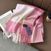 Écharpe en cachemire douce avec logo personnalisé, châle d'hiver en cachemire pour femmes, écharpe à carreaux, accessoire d'automne/hiver