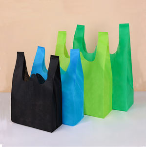 Sac de courses personnalisé en gros avec logo, sac gilet non tissé recyclé écologique, sac de supermarché réutilisable et coloré - Product Image 4