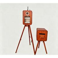 Photo Booth Kayu Multifungsi Berkualitas Tinggi Bergaya Retro, Portabel untuk Kamera Digital SLR, Cocok untuk Acara Pernikahan