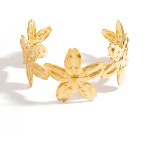 Floral Patchwork <b>Bracelet</b> 18k <b>Gold</b> Plated <b>Adjustable</b> Women's Jewelry Fashion Accessory - Product Image 5