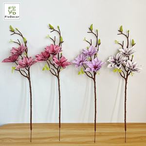 Fleurs artificielles de <span class=keywords><strong>magnolia</strong></span> style chinois à 3 têtes de 75 cm, magnolias étoile porte-bonheur pour la décoration orientale de la maison, des mariages et des centres de table - Product Image 3