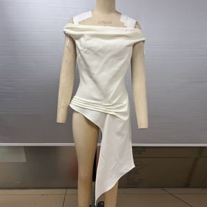 Vestido Personalizado con Hombros Descubiertos y Dobladillo Asimétrico para Mujer, Vestidos de Cóctel para Damas - Product Image 3