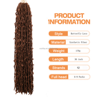 Extensions de cheveux en crochet Butterfly Locs, tresses synthétiques douces, trame unique, faux locks bouclés, dreadlocks, mèches faux locks