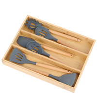 XH bambou cuisine tiroir organisateur ustensile organisateur pour tiroir couverts argenterie support et plateau à couverts 3 compartiments