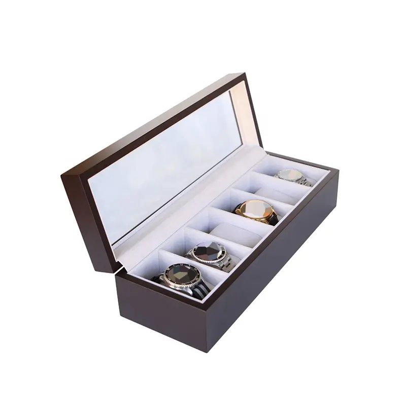 Solid Wood Watch Box Organizer with Glass Display Top Wood Watch Case for Men