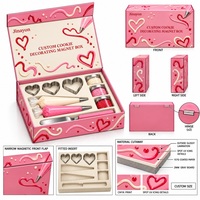 Boîte rigide magnétique personnalisée avec logo imprimé pour la décoration de biscuits, Saint-Valentin, vente en gros, papier couché 157 g/m², carton gris 2 mm, finition brillante