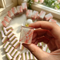 Tuiles de Mahjong Américaines en Acrylique à Veines Rouges Effet Marbre, 160 Pièces, Motif Pierre Naturelle, Jeu de Table, Cadeau pour les Passionnés de Mahjong