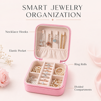 Boîte à bijoux de voyage en cuir PU personnalisée, organiseur de rangement portable à fermeture éclair pour bagues, colliers, boucles d'oreilles