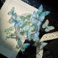Lot de 20 autocollants par paquet, série papillon amour entre fleurs, manuel de papillon, autocollants décoratifs laser à flux de chanvre