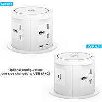 Enchufe de escritorio retráctil con orificio de 120 mm, cargador inalámbrico de 15 W, USB-C PD de 20 W y 4 tomas de corriente ocultas