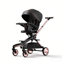 Poussette pliable en alliage d'aluminium pour enfants de 3 ans avec des caractéristiques de sécurité, design luxueux à quatre roues, vue dégagée
