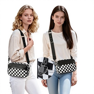 Borsa a Tracolla Antifurto Piccola Quadrata in Poliestere con Motivo a <span class=keywords><strong>Scacchiera</strong></span> Stile Europeo Americano, Bestseller Transfrontaliero - Product Image 1