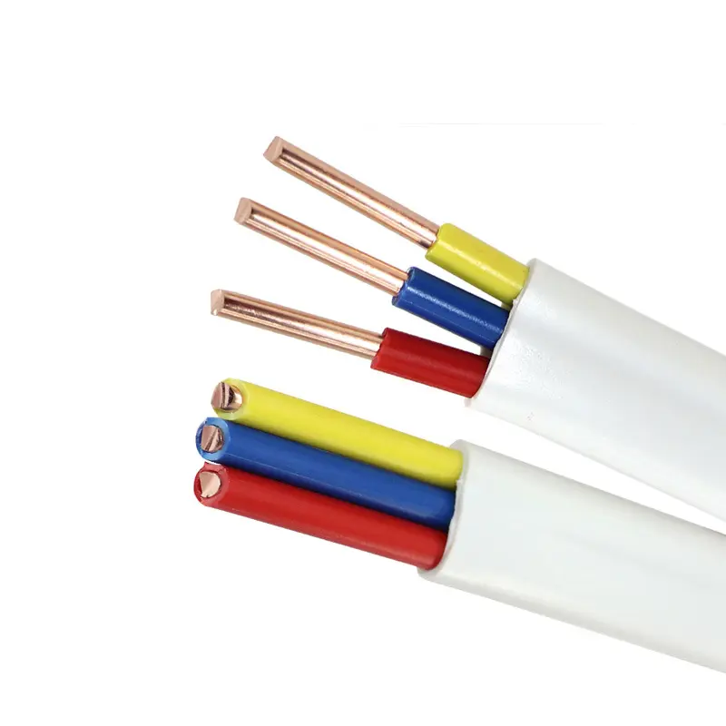 China Bvvb Household Two 2/3 Core flat cord pvc insulation Protective Sleeve Line White Flat Copper Core Line electric wire