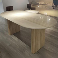 Table à manger ovale moderne en marbre naturel à prix abordable, avec base en marbre, pour hôtels et décoration intérieure – Approvisionnement direct usine