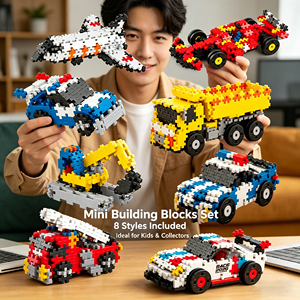 ของเล่นตัวต่อเด็ก บล็อกตัวต่ออนิเมะ DIY ตัวต่อขนาดเล็กหลากสี ชุดตัวต่อพลาสติก รูปเครื่องบิน รถลาดตระเวน สำหรับเด็กอายุ 6 ปีขึ้นไป - Product Image 3