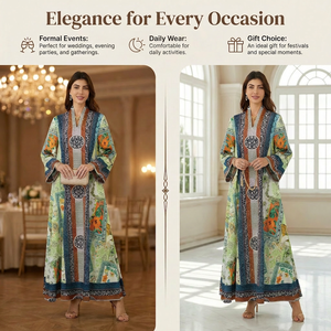 Robe longue imprimée de strass pour femme, coupe ample, style affirmé, fournisseur en gros - Product Image 4