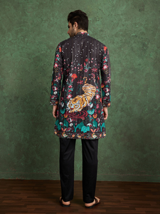 เสื้อคุर्ตาผ้าฝ้ายหลากสีสำหรับผู้ชาย ชุดพื้นเมืองอินเดียสำหรับงานเทศกาล เสื้อเชิ้ตยาวพิมพ์ลายสำหรับงานแต่งงาน งานปาร์ตี้ และของขวัญวันอีด - Product Image 5