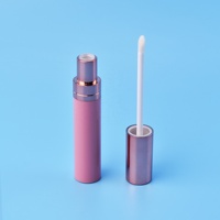 Gloss à lèvres liquide brillant rose poudré, rouge à lèvres chimique, capuchon métallique, double teinte, pointe fine, format voyage, maquillage