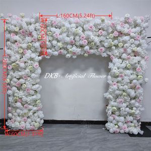 Arche de fleurs artificielle carrée, toile de fond blanche et rose, arche de fleurs artificielles pour décoration de mariage, cérémonie de remise des diplômes - Product Image 2
