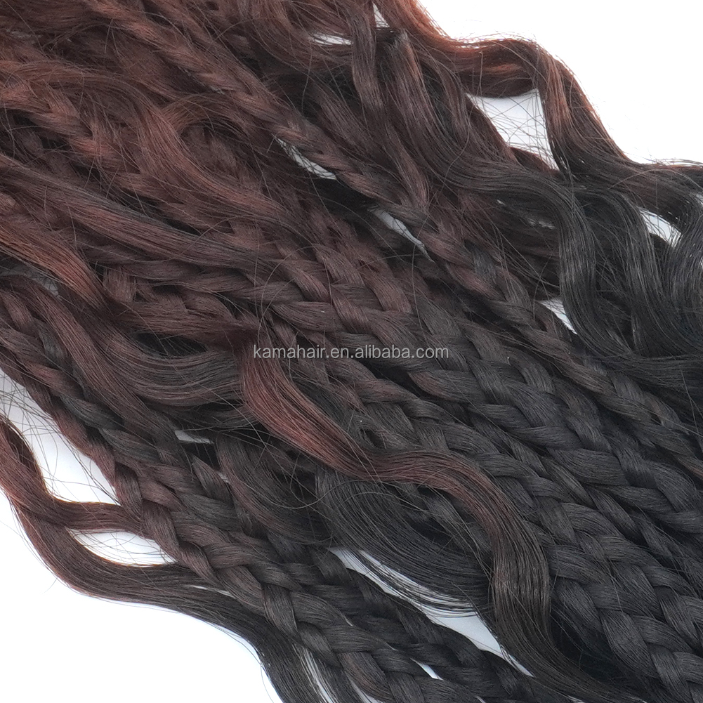 KAMA Pre-Looped Dyed Synthetic Braids Soft Hair Extensions Boho Box Jumbo River Loco Butterfly Crochet Single Weft Hair Waving Detail Section 8