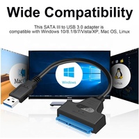 Cable Adaptador USB 3.0 a SATA III de 22 Pines de Alta Velocidad y Buena Calidad al por Mayor para SSD/HDD de 2.5 Pulgadas