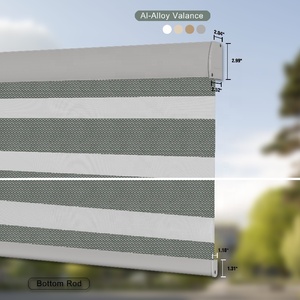 Automatic Gray Motorized Canada Window zebra Dual <strong>Roller</strong> <strong>Blinds</strong> Privacy Light Control for Day and Night - Product Image 4
