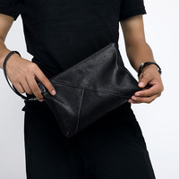 Dompet Panjang Kulit Sapi Desain Mewah untuk Pria dengan Tali Pergelangan Tangan, Minimum Order Rendah, Tas Selempang Pria untuk Penggunaan Luar Ruangan