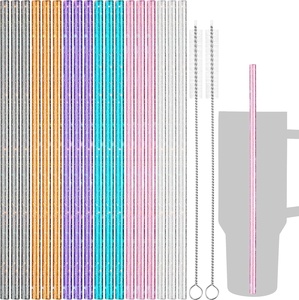 Pailles en <span class=keywords><strong>plastique</strong></span> scintillantes de remplacement pour gobelets de 40 oz, diamètre de 0,32 pouce (10 mm), pailles réutilisables de 12 pouces (30 cm) de long pour gobelets de 40 oz - Product Image 1