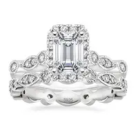 Somen 2CT 925 स्टर्लिंग चांदी दुल्हन की अंगूठी सेट पन्ना कट CZ सगाई की अंगूठी विंटेज वादा के छल्ले शादी का बैंड महिलाओं के लिए