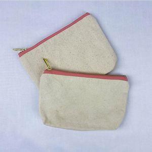 Pochette en toile portable de grande taille de qualité OEM, sac cosmétique personnalisé avec fermeture éclair dorée personnalisée - Product Image 4