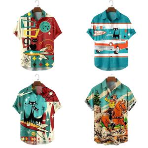 Camicia da spiaggia da uomo con camicia hawaiana traspirante da fornitore di fabbrica camicia floreale da uomo su misura - Product Image 5
