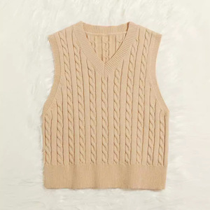 2025 usine vente femmes décontracté solide tricot gilet automne hiver col en V débardeur <span class=keywords><strong>sans</strong></span> manches <span class=keywords><strong>pull</strong></span> - Product Image 4