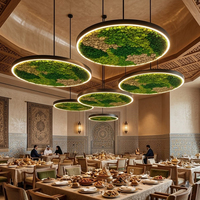 Suspension LED en mousse acoustique préservée, réduction du bruit, décoration végétale, luminaire de plafond pour projets commerciaux, restaurants et cafés