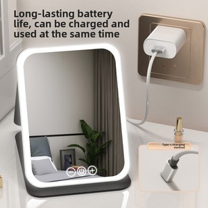 Cross-border Best Sellers Led Makeup Mirror Portable Foldable with a Lamp and Rechargeable Desktop Lighting Leather case Mirror