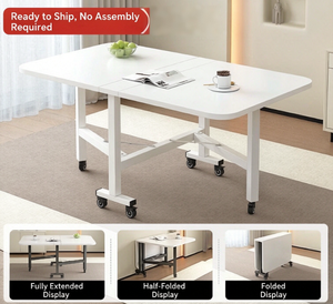 Table à manger et bureau pliants – Table rectangulaire multifonctionnelle pour petits espaces, aucun assemblage requis, portable et facile à déplacer - Product Image 2